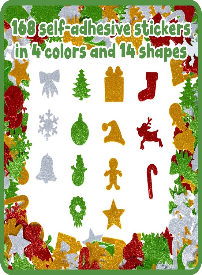 Ready 2 Learn Glitter Foam Stickers | Christmas Shapes | Pack of 168 | Self-Adhesive Stickers for Kids | Perfect for Holiday Crafts and Decorations - Image 2